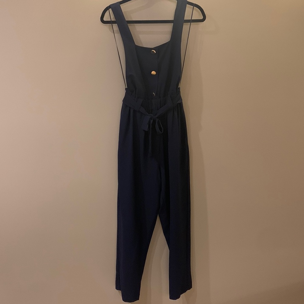 Zara Navy belted jumpsuit overalls